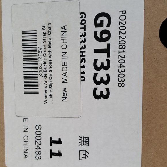 Coutgo Ankle Buckle Cross Strap Stiletto Sandals with Metal Chain Black Size 11 - Picture 12 of 12